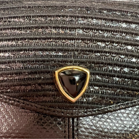 Vintage Judith Leiber Tri-fold Black Leather Wallet Credit Card Holder - Picture 4 of 14